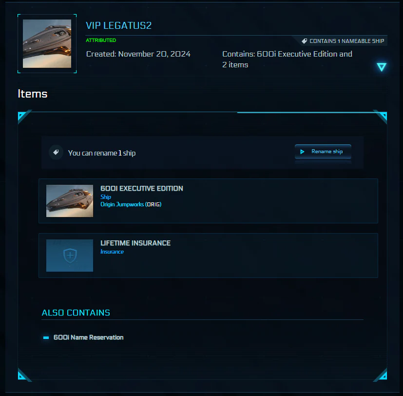 Legatus Navium Account – Kraken (LTI), Executive Fleet & Concierge Perks - Image 4